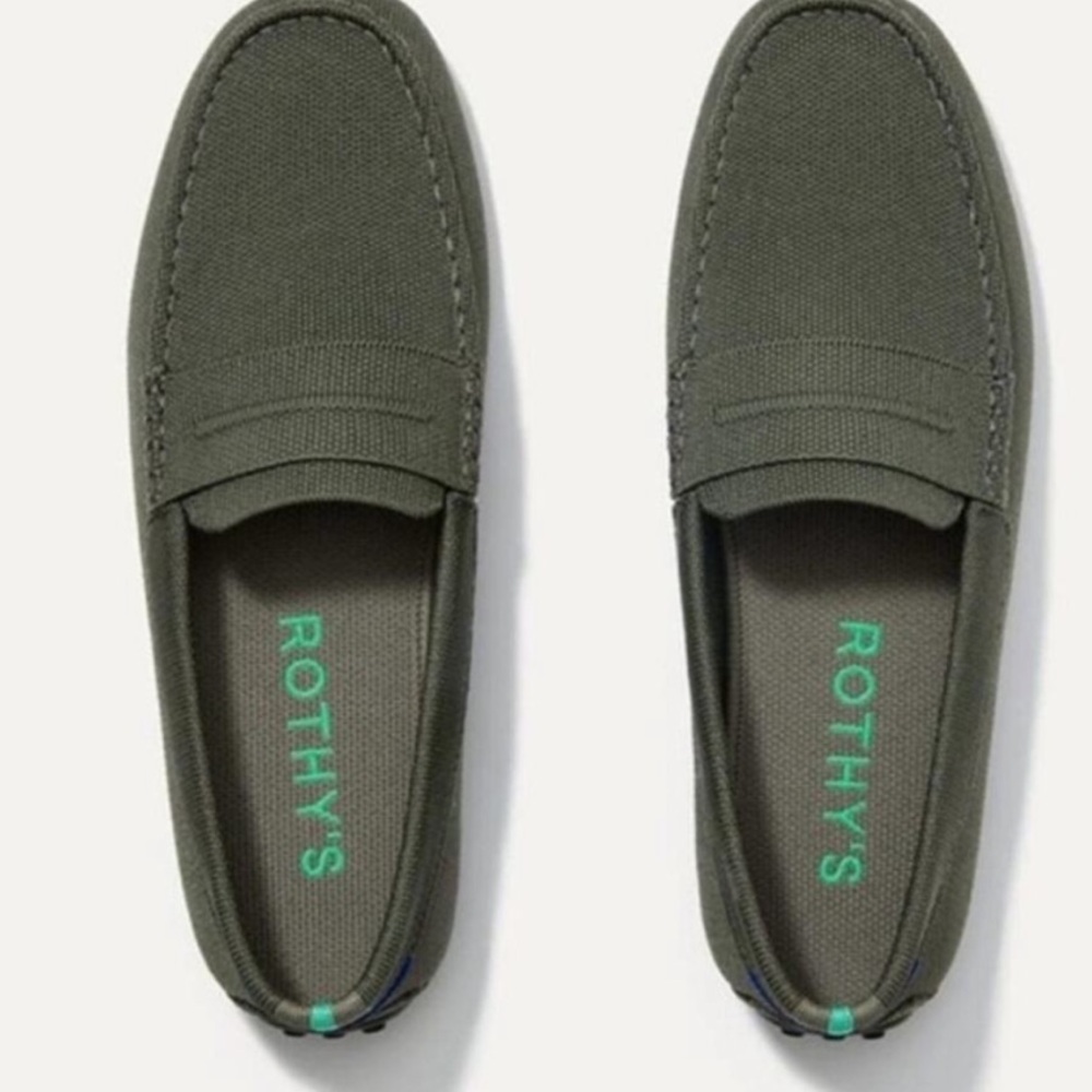 Rothy's Green Loafers with Moccasin Stitching